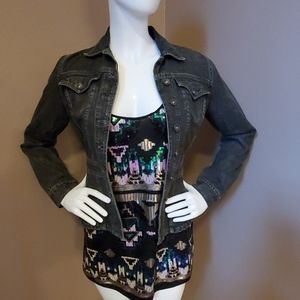DKNY JEANS black denim fitted jacket size S
